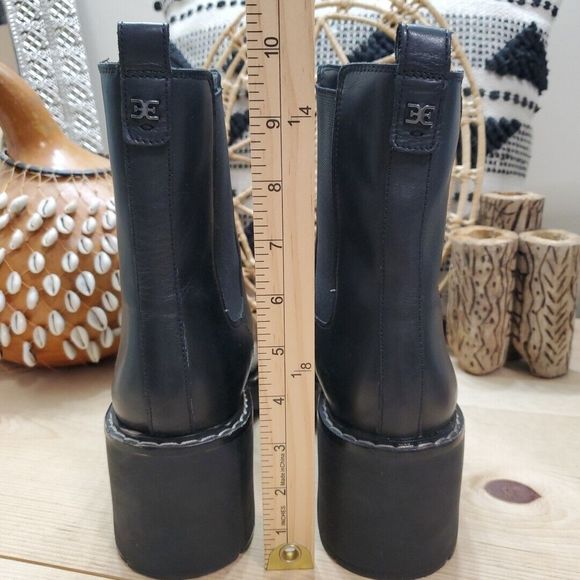 Sam Edelman Anderson Chelsea Calf Boot Chunky Platform Black Leather Womens 11M - Picture 9 of 13